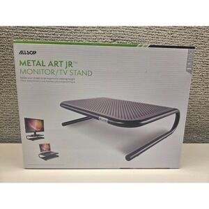 Allsop Metal Art Jr Monitor TV Stand Black Perforated Steel Riser 30165